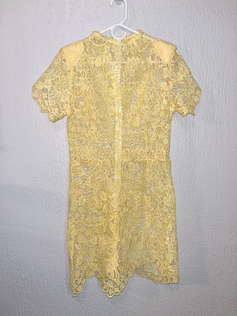 Feminine Yellow Lace Mini Dress